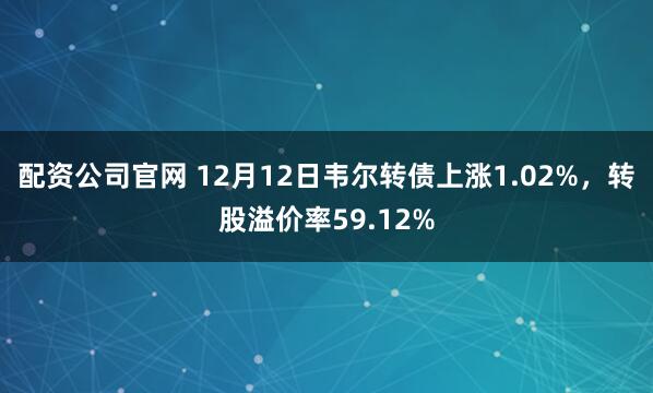 配资公司官网 12月12日韦尔转债上涨1.02%，转股溢价率59.12%